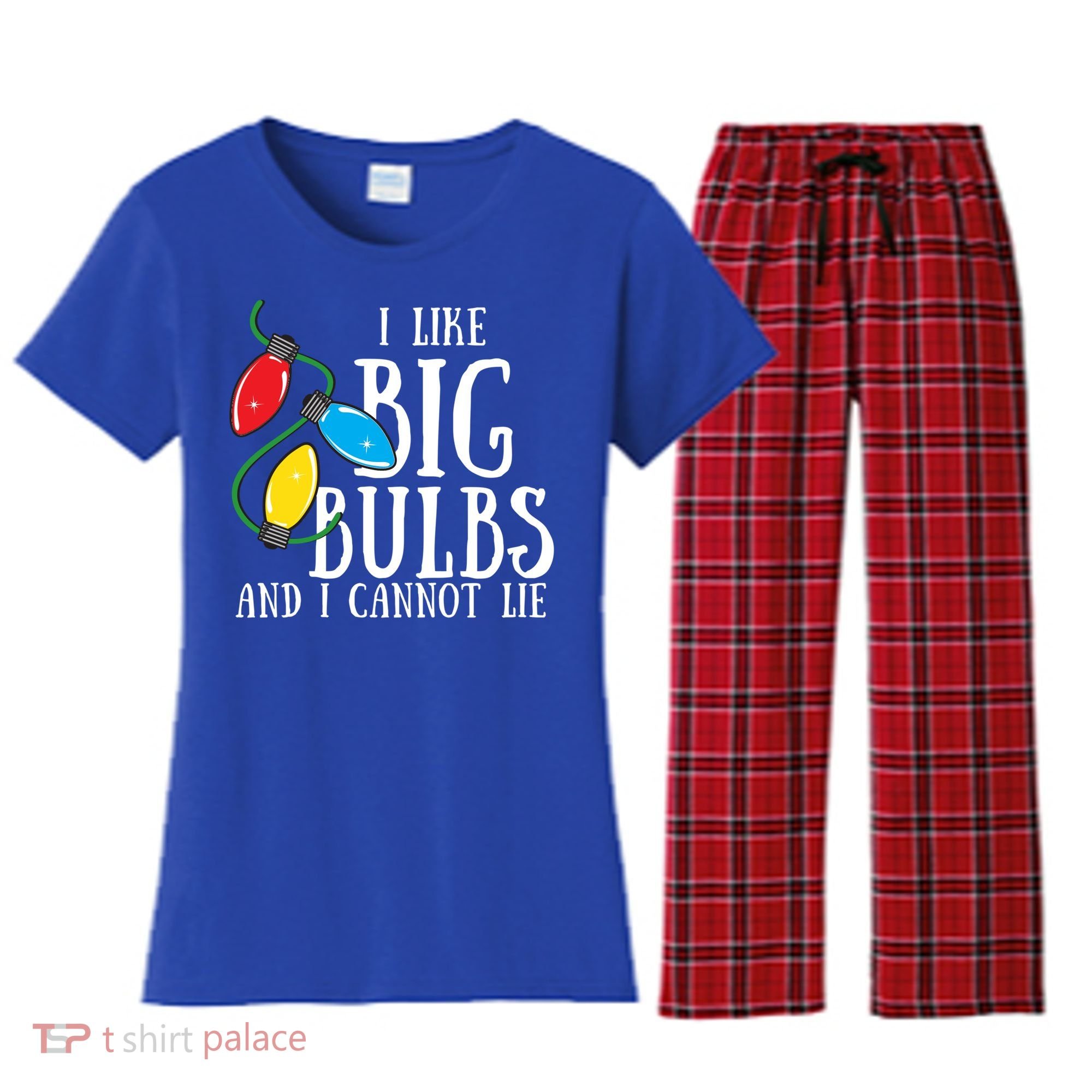 I Like Big Bulbs And I Cannot Lie Funny Christmas Gift Women's Flannel Pajama Set