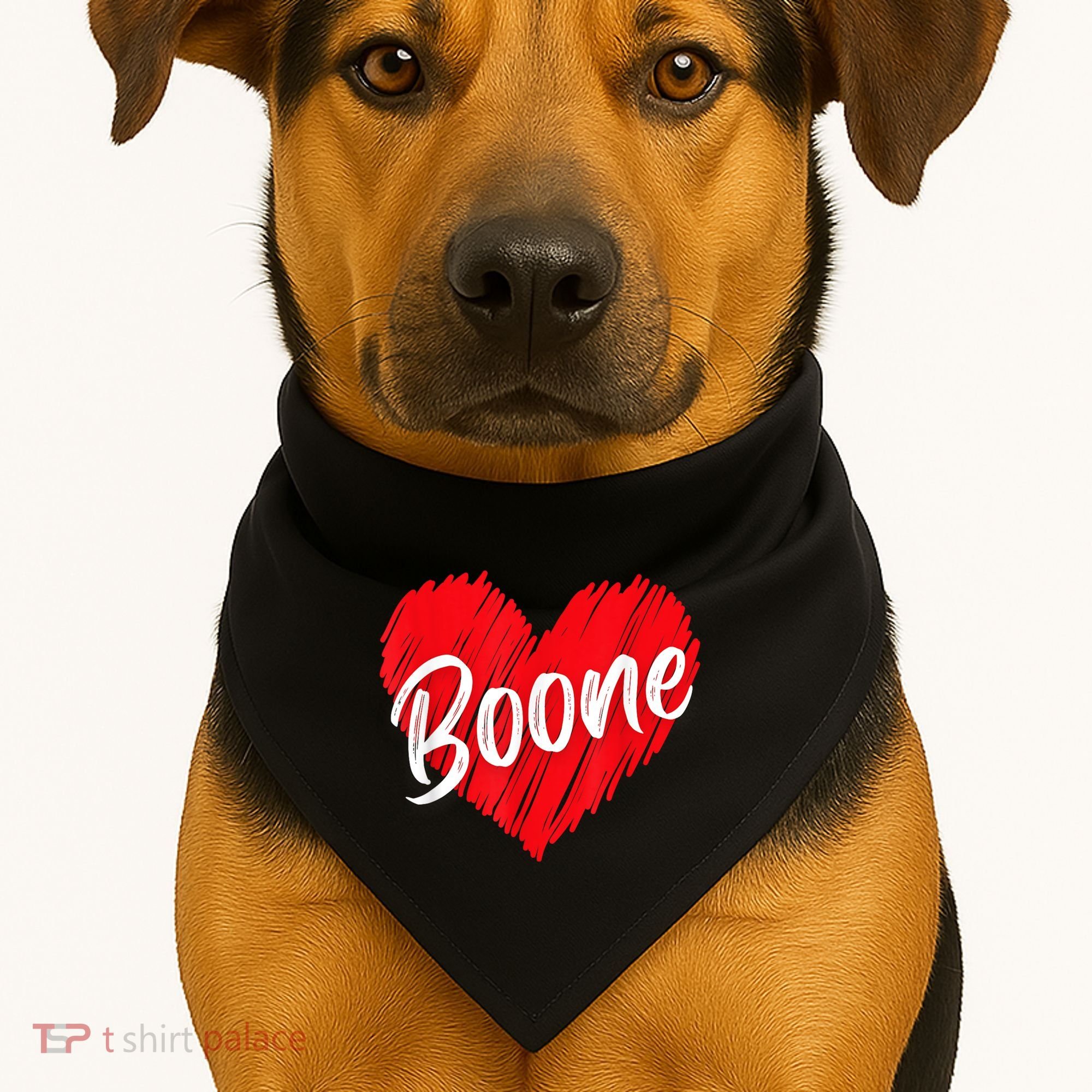 I Love Boone Heart Personalized Name Boone USA-Made Doggie Bandana
