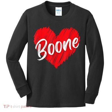 I Love Boone Heart Personalized Name Boone Kids Long Sleeve Shirt
