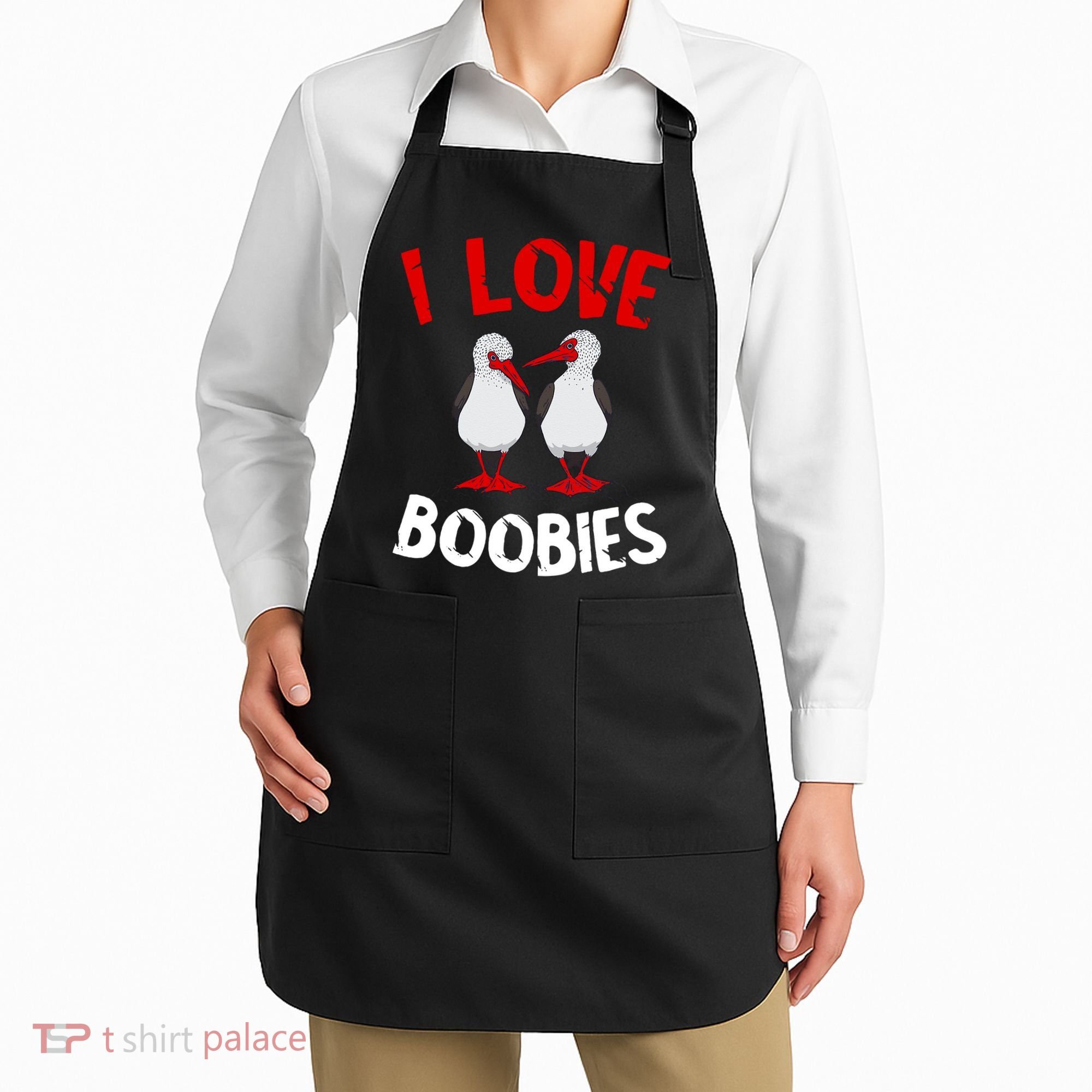 I Love Boobies Bird Funny Red Footed  Apron