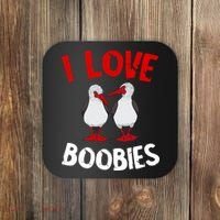 I Love Boobies Bird Funny Red Footed  Coaster thumb 0