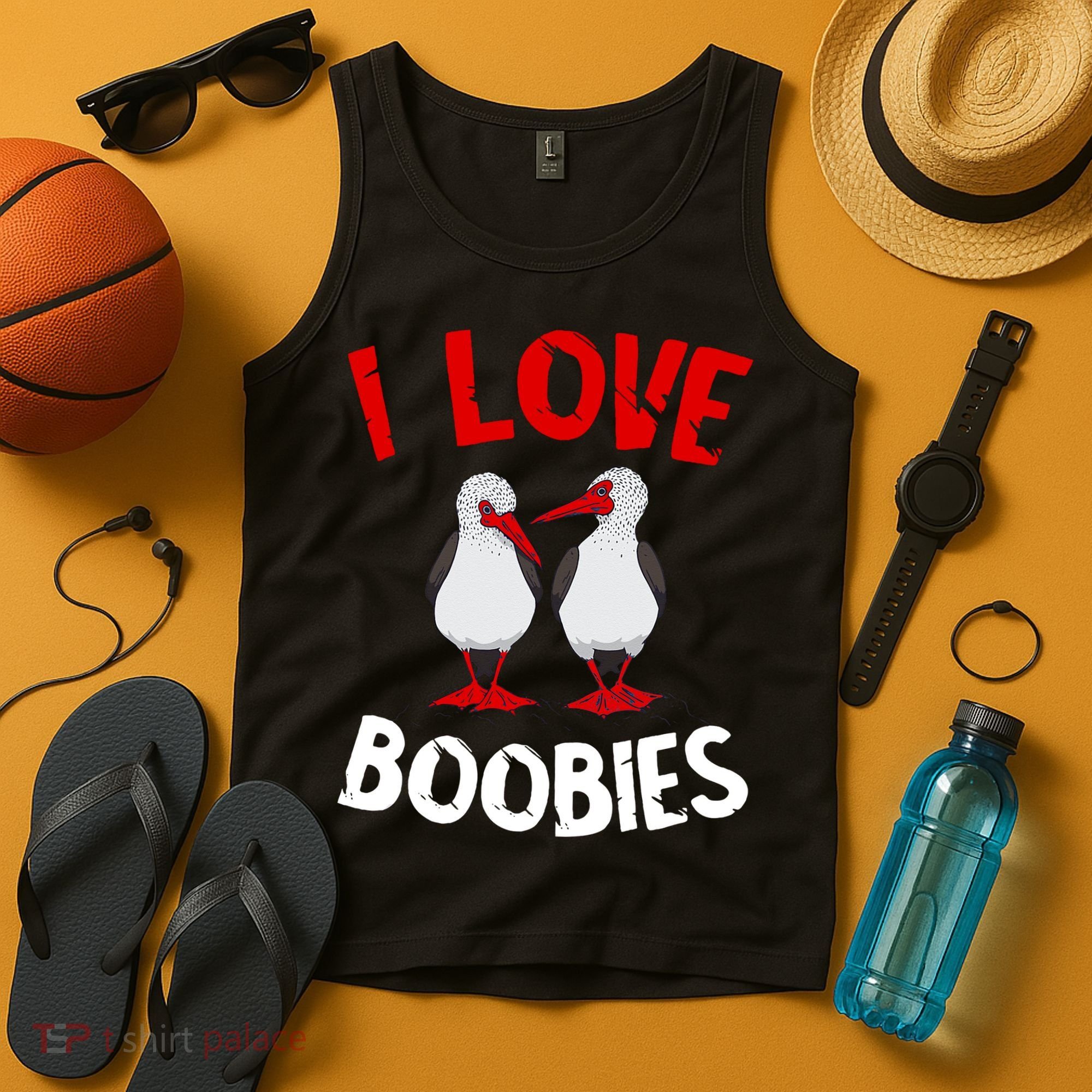 I Love Boobies Bird Funny Red Footed  Tank Top