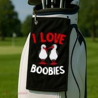 I Love Boobies Bird Funny Red Footed  Golf Towel thumb 2