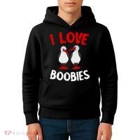 I Love Boobies Bird Funny Red Footed  Kids Hoodie thumb 4