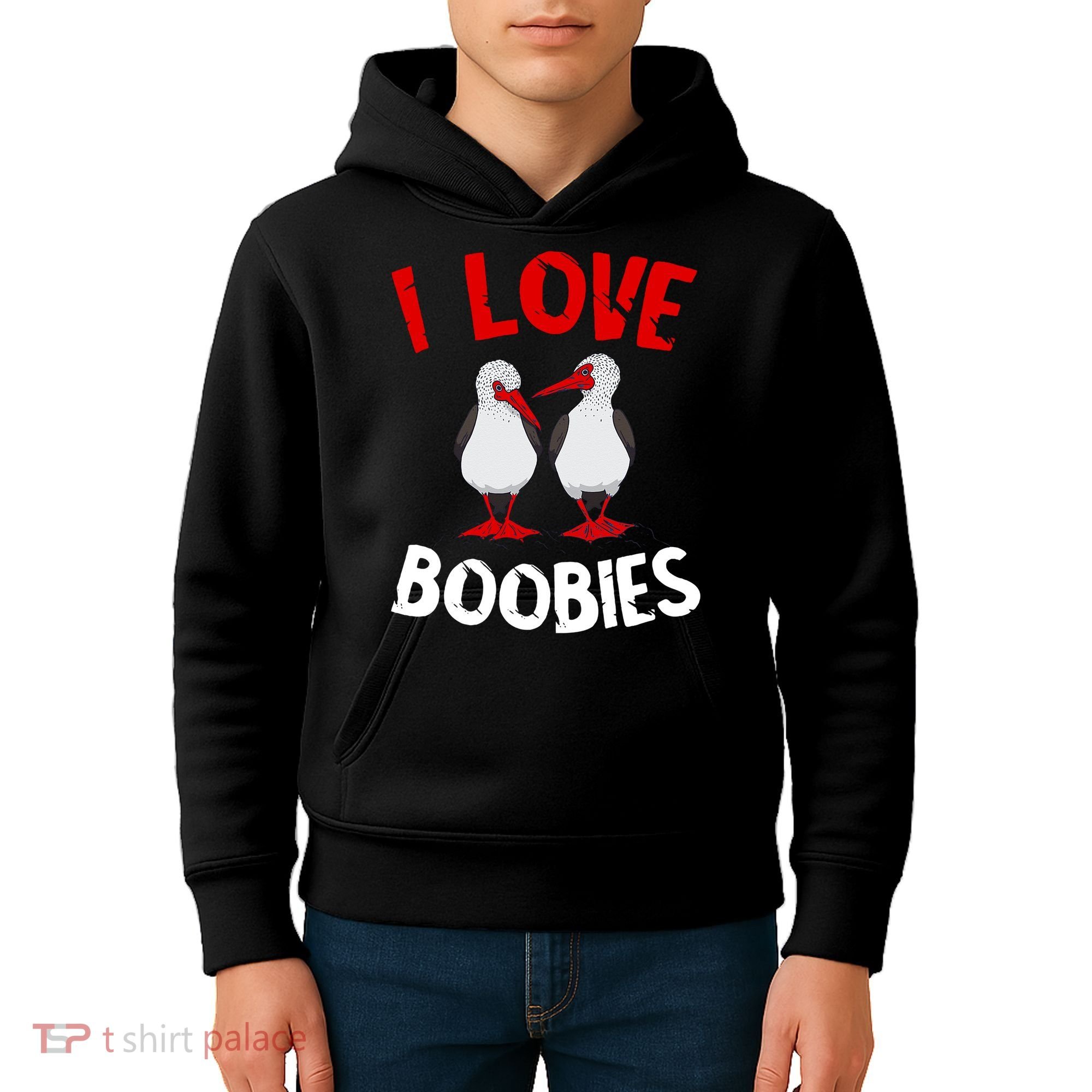 I Love Boobies Bird Funny Red Footed  Kids Hoodie