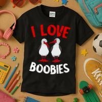 I Love Boobies Bird Funny Red Footed  Kids T-Shirt thumb 3