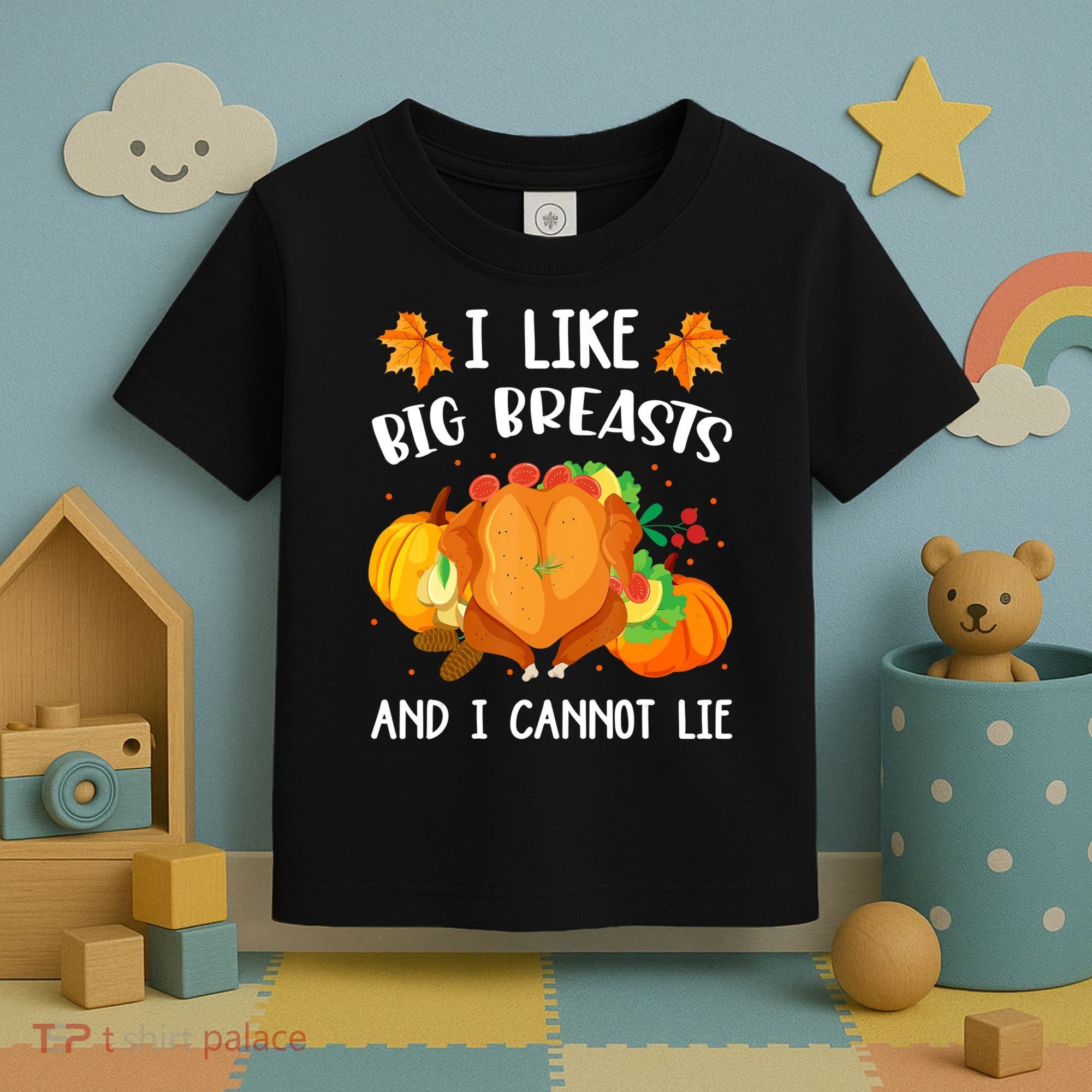 I Like Big Breasts And I Cannot Lie Thanksgiving Turkey Toddler T-Shirt