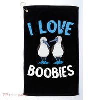 I Love Boobies Funny Blue Footed Golf Towel thumb 0