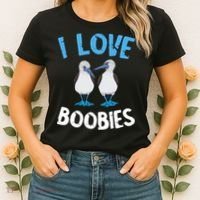 I Love Boobies Funny Blue Footed Women's T-Shirt thumb 2