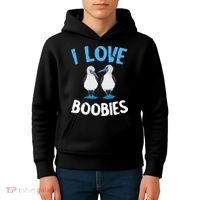I Love Boobies Funny Blue Footed Kids Hoodie thumb 4