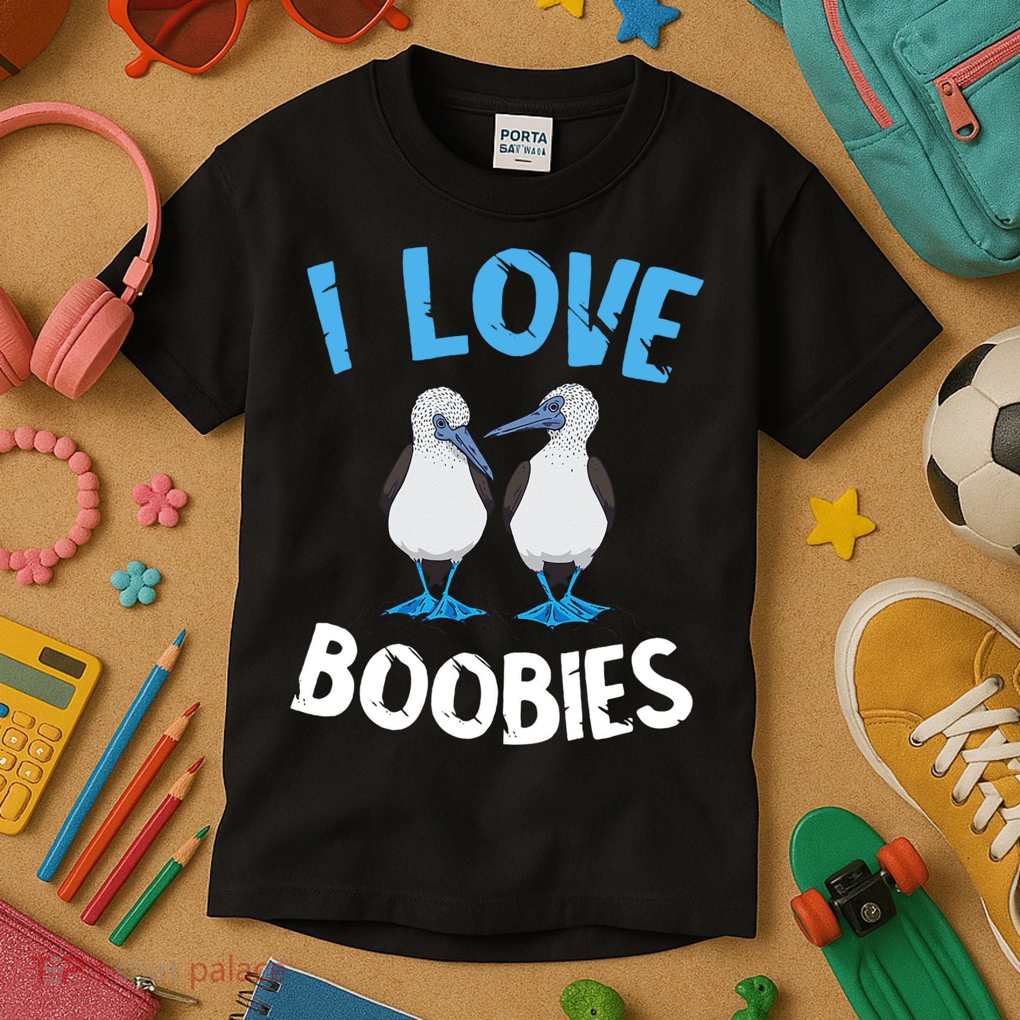 I Love Boobies Funny Blue Footed Kids T-Shirt