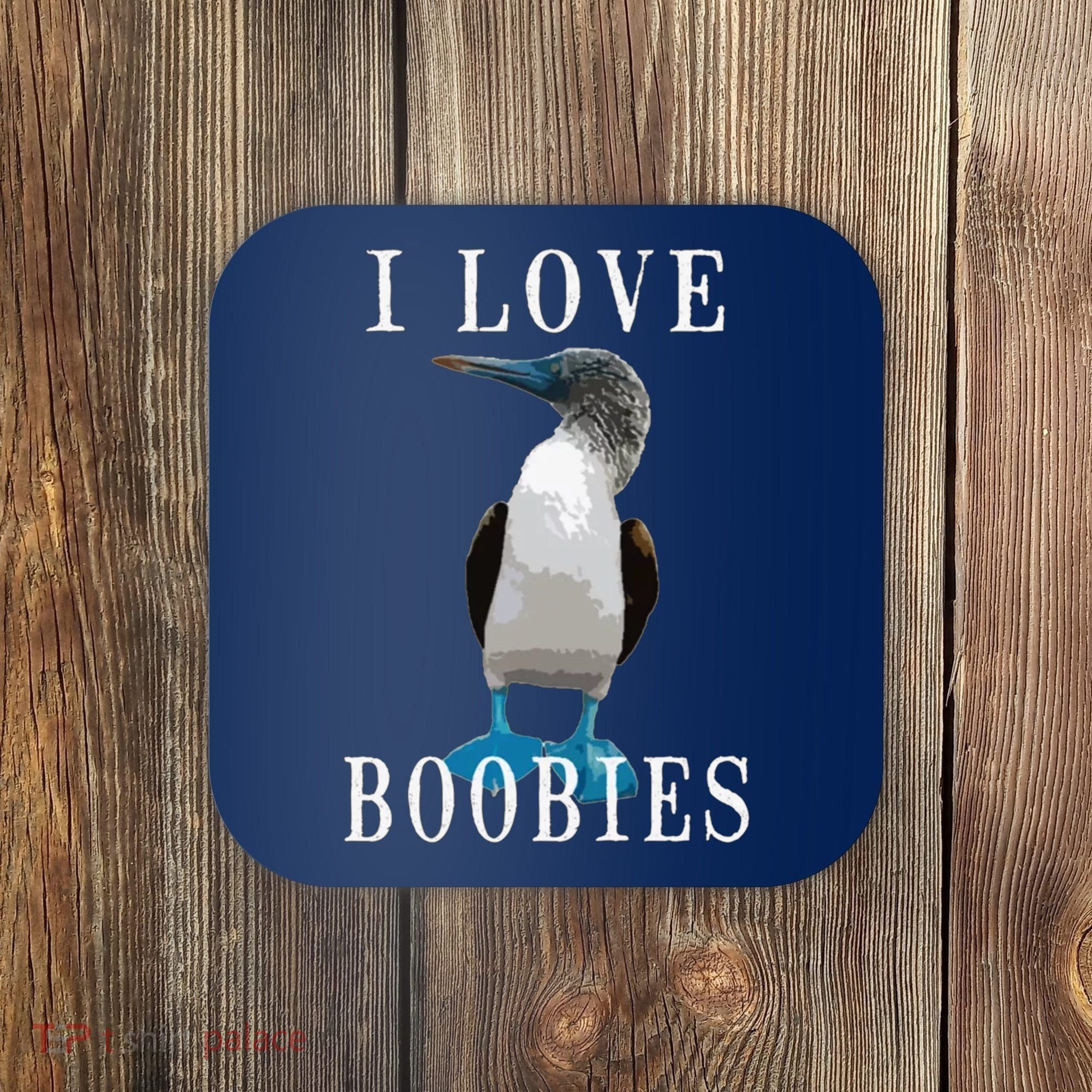 I Love Boobies Blue Footed Boobie Bird Coaster