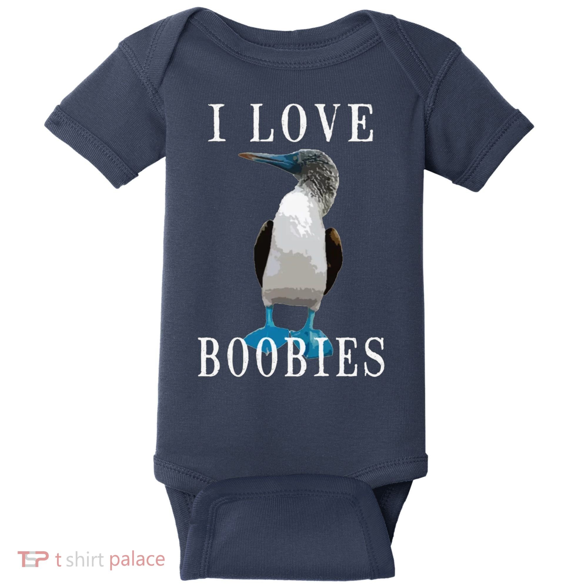 I Love Boobies Blue Footed Boobie Bird Baby Bodysuit