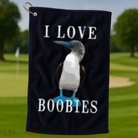 I Love Boobies Blue Footed Boobie Bird Golf Towel thumb 1