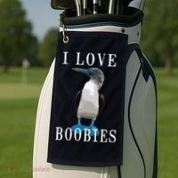 I Love Boobies Blue Footed Boobie Bird Golf Towel thumb 2