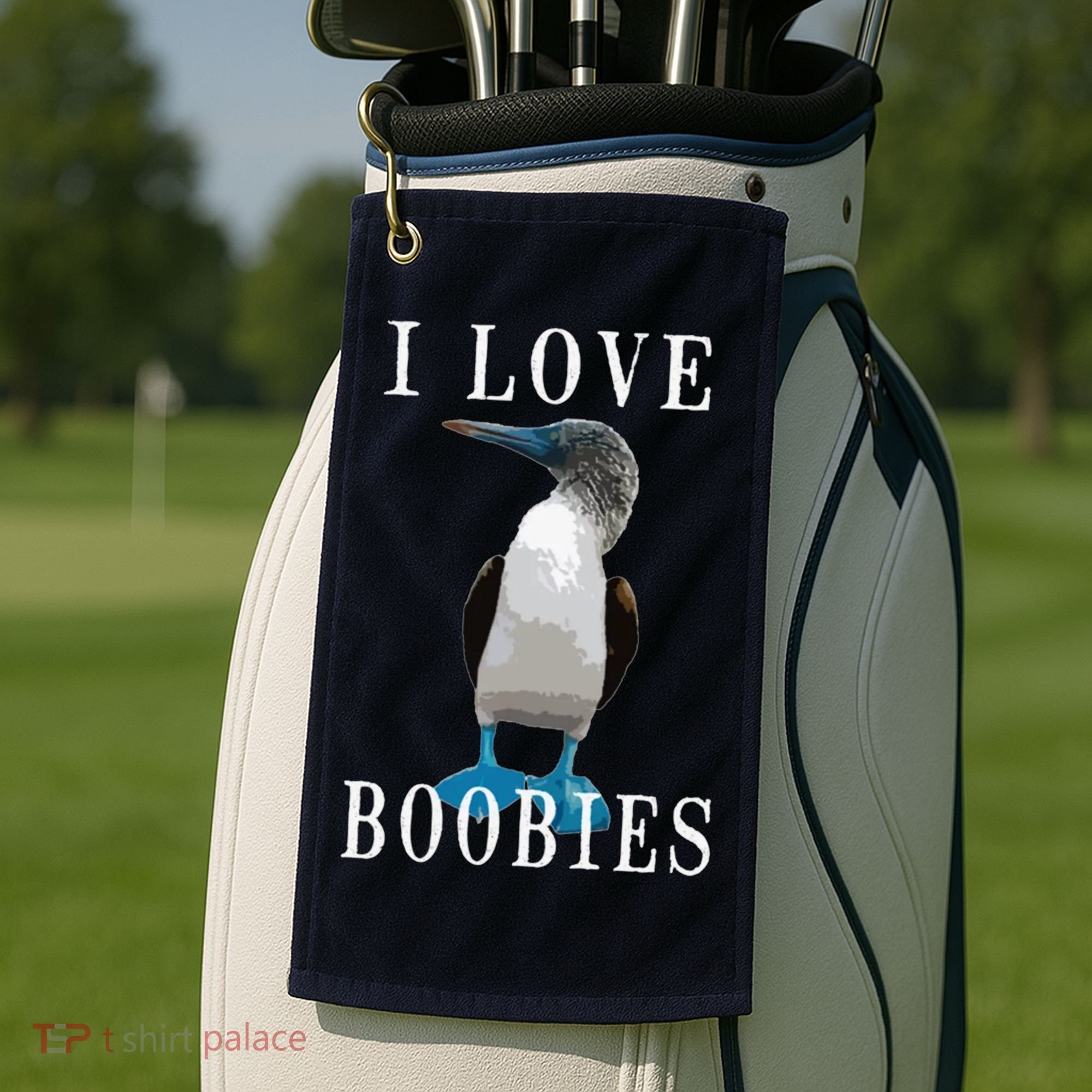 I Love Boobies Blue Footed Boobie Bird Golf Towel