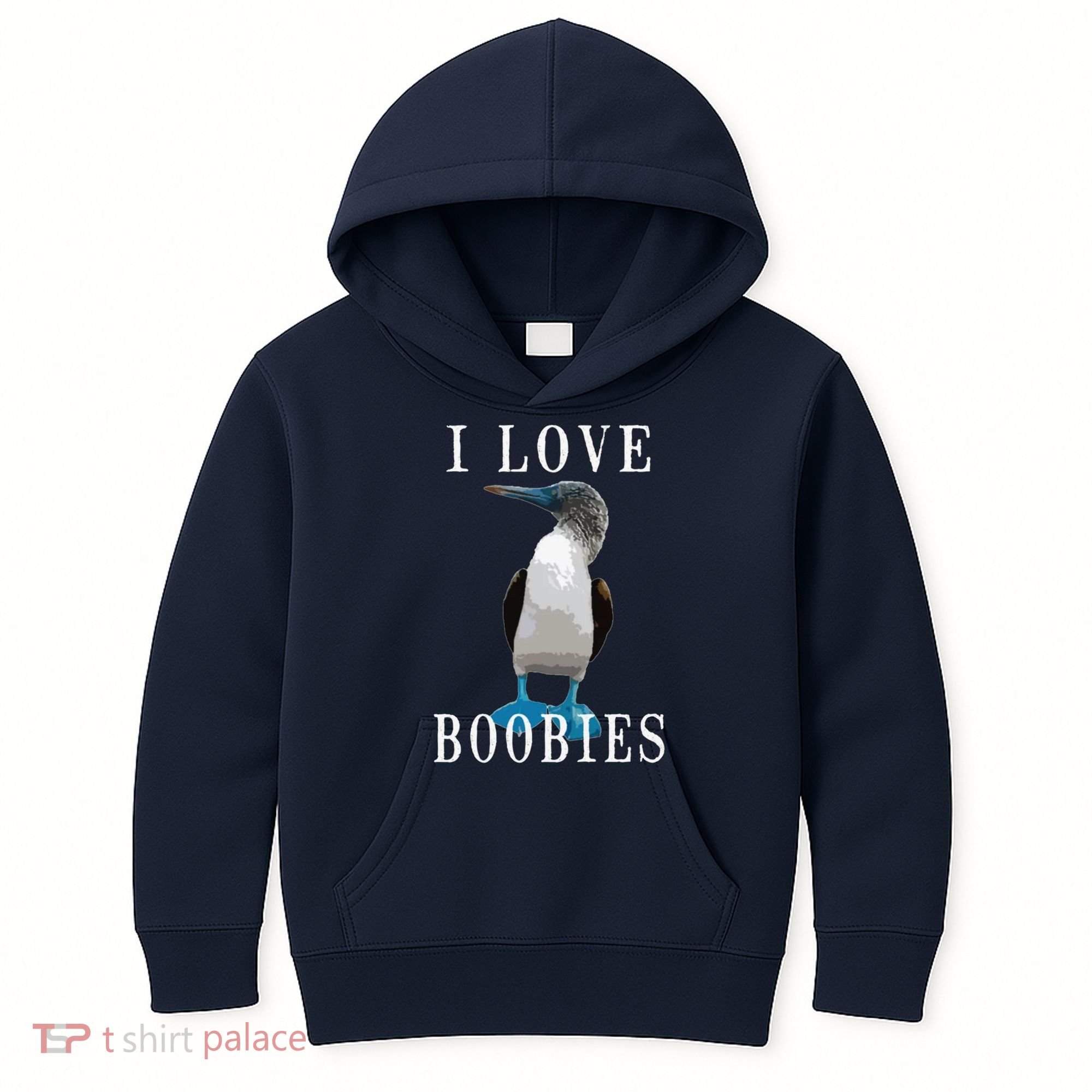 I Love Boobies Blue Footed Boobie Bird Kids Hoodie