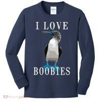 I Love Boobies Blue Footed Boobie Bird Kids Long Sleeve Shirt thumb 0