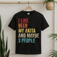 I Like Beer My Akita & Maybe 3 People Dog Owner T-Shirt thumb 2