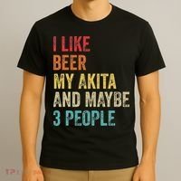 I Like Beer My Akita & Maybe 3 People Dog Owner T-Shirt thumb 3