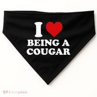 I Love Being A Cougar I Heart Being A Cougar  USA-Made Doggie Bandana thumb 0