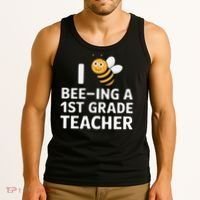 I Love Bee-Ing A 1st Grade Teacher Honey Bee Job Profession Tank Top thumb 3