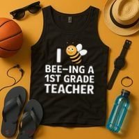 I Love Bee-Ing A 1st Grade Teacher Honey Bee Job Profession Tank Top thumb 4