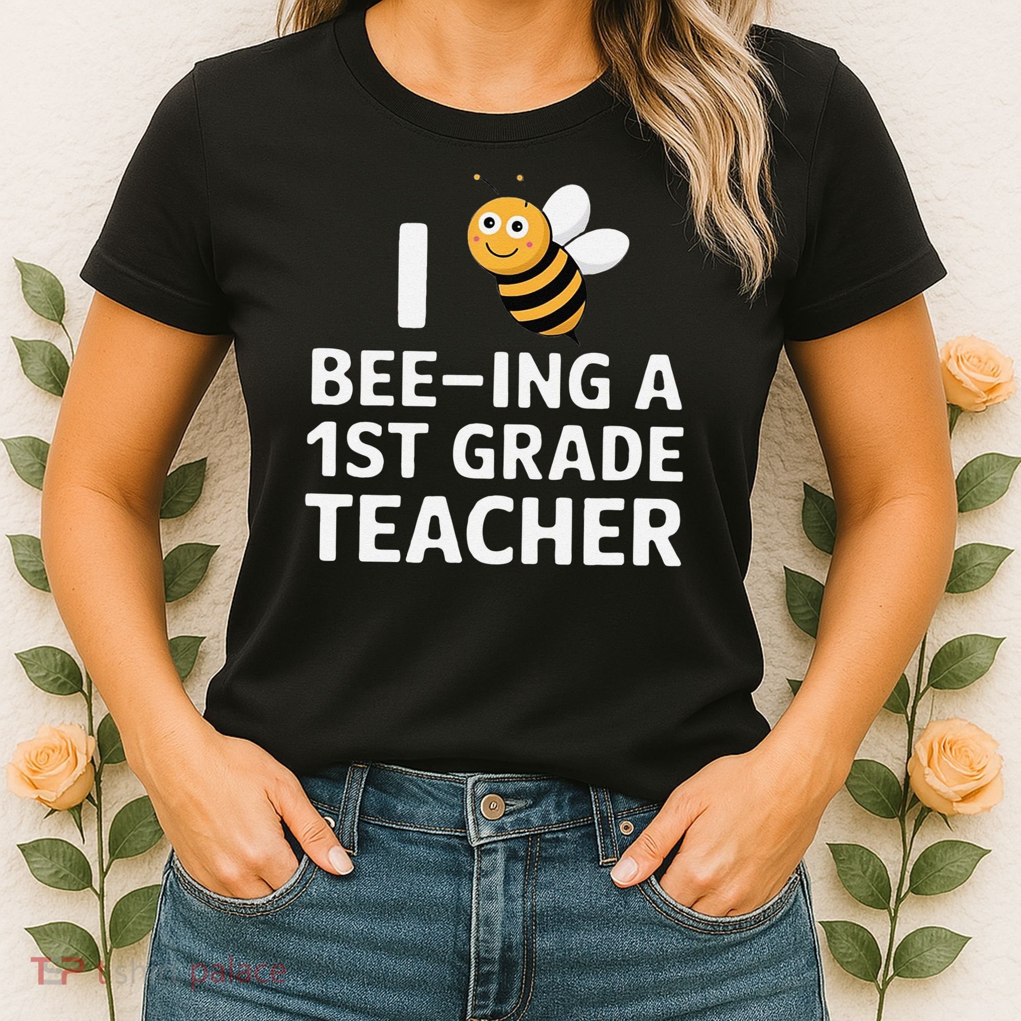 I Love Bee-Ing A 1st Grade Teacher Honey Bee Job Profession Women's T-Shirt