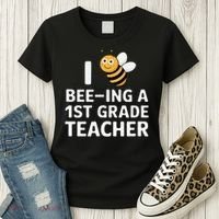 I Love Bee-Ing A 1st Grade Teacher Honey Bee Job Profession Women's T-Shirt thumb 3