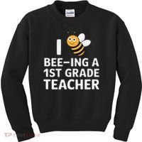 I Love Bee-Ing A 1st Grade Teacher Honey Bee Job Profession Kids Sweatshirt thumb 0