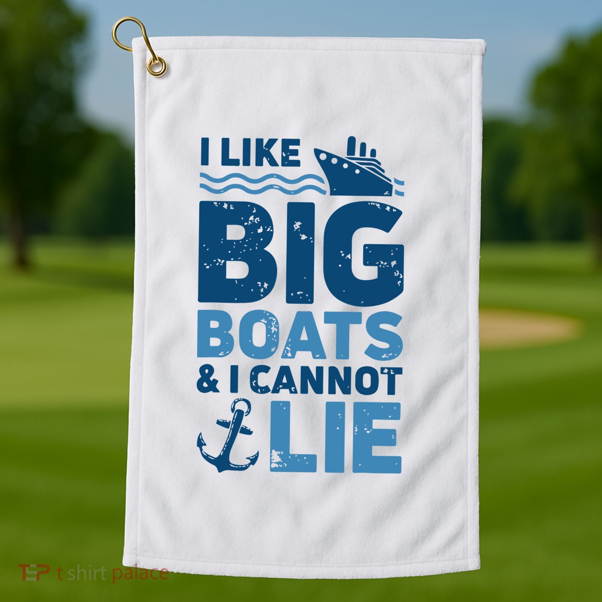 I Like Big Boats And I Cannot Lie Funny Cruise Ship Golf Towel