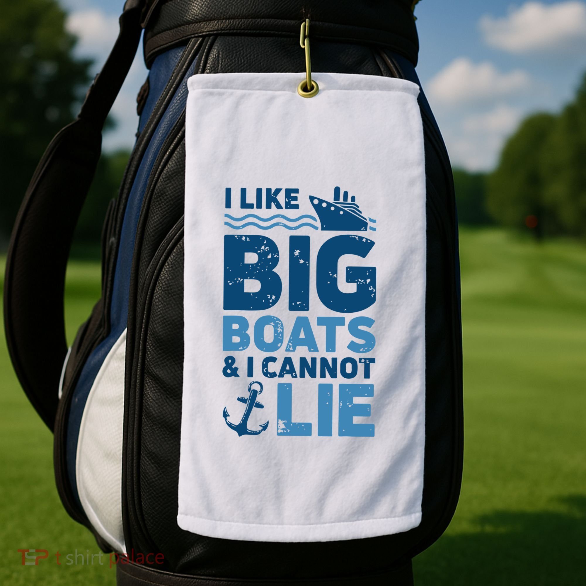 I Like Big Boats And I Cannot Lie Funny Cruise Ship Golf Towel