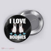 I Love Boobies Blue Footed Boobie Bird Button thumb 0