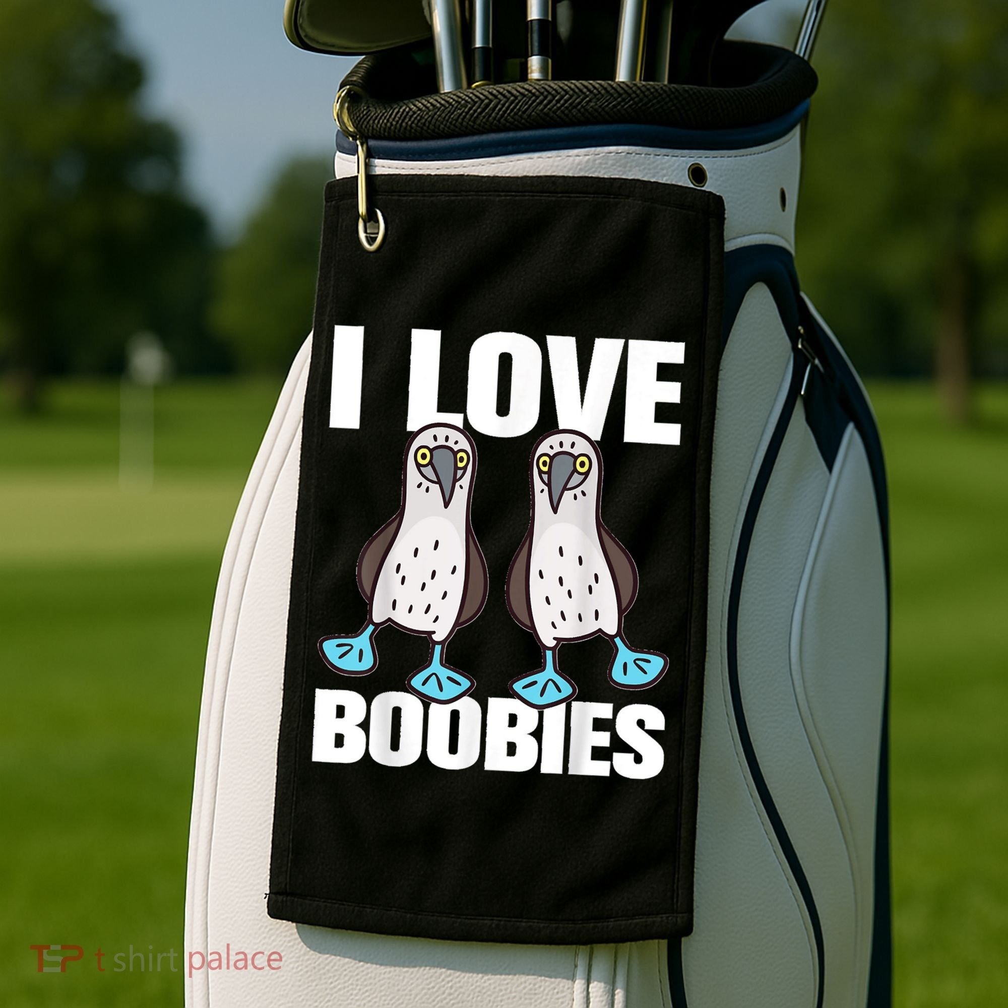 I Love Boobies Blue Footed Boobie Bird Golf Towel