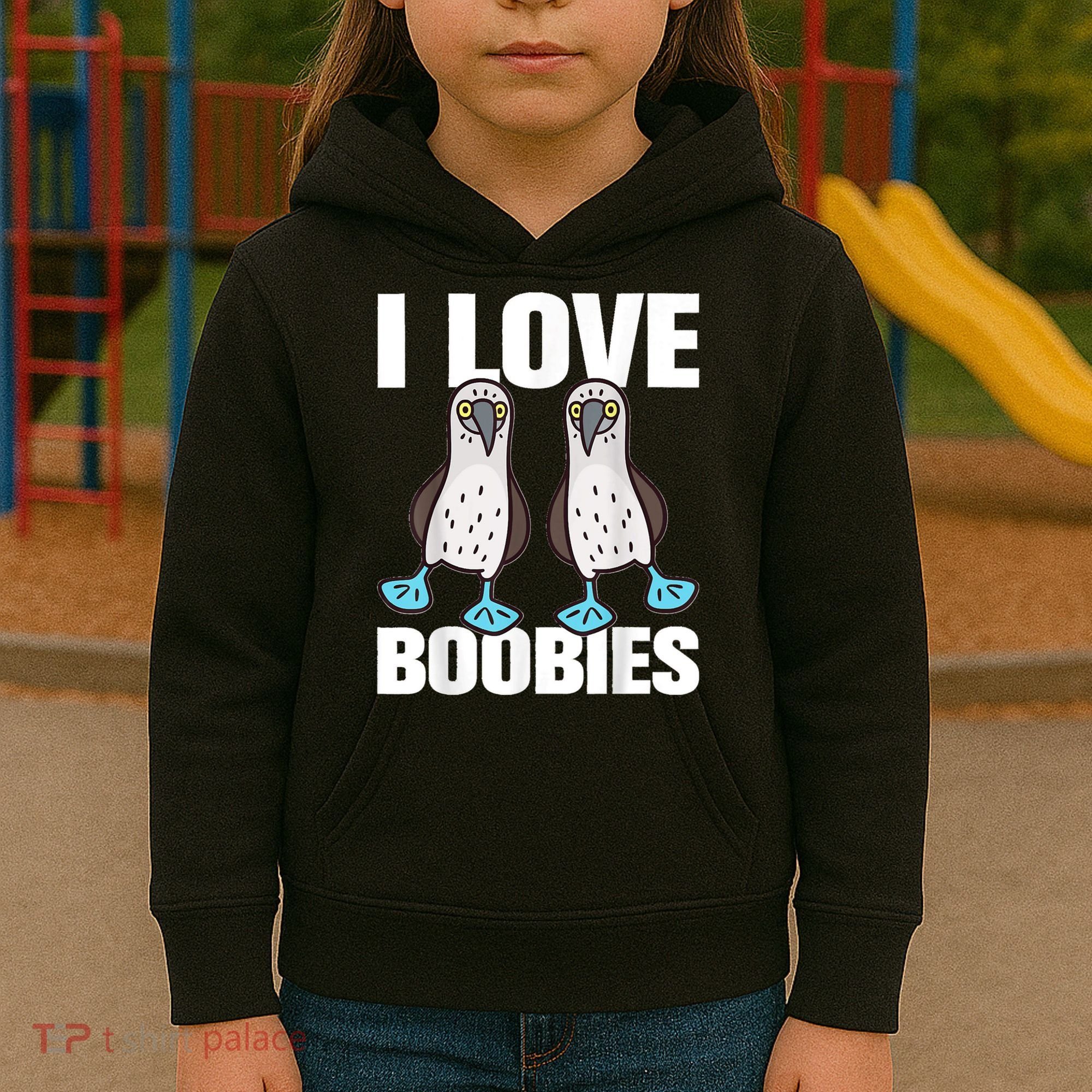 I Love Boobies Blue Footed Boobie Bird Kids Hoodie