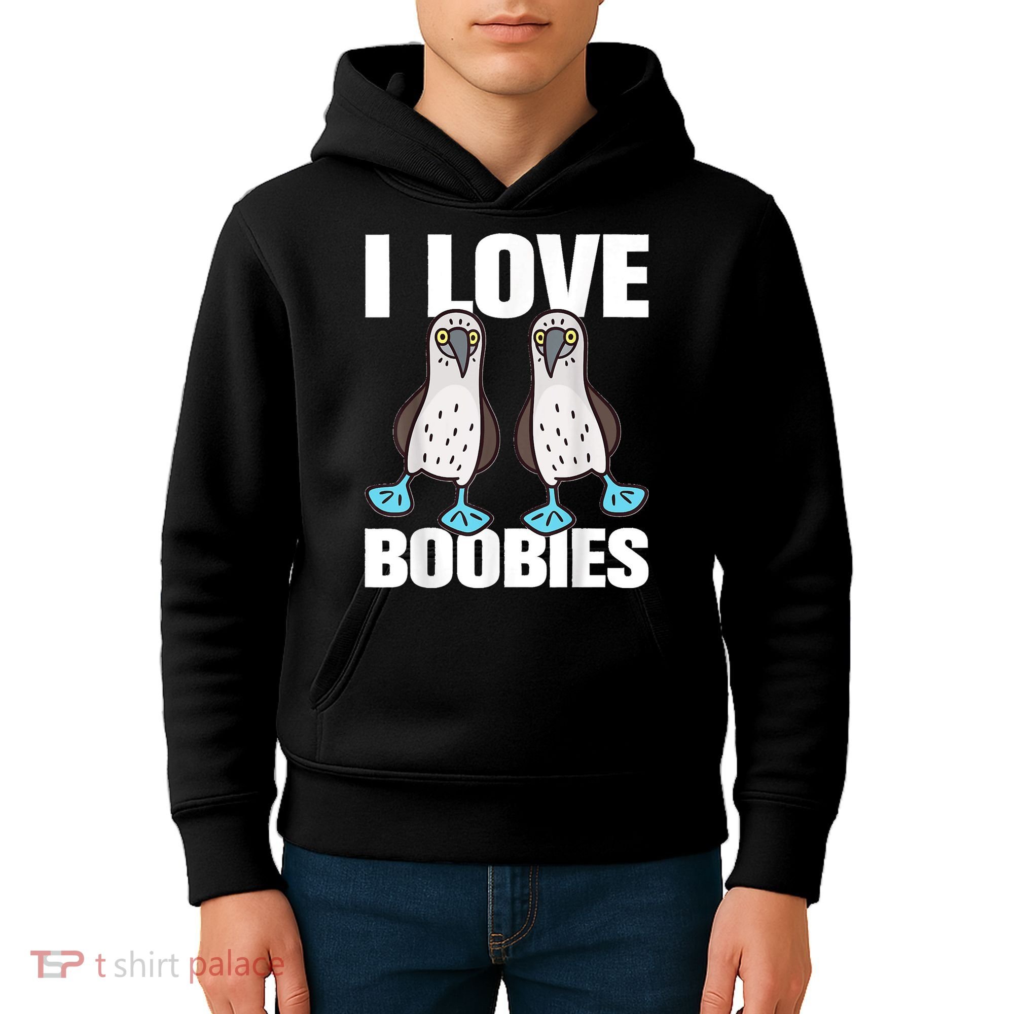 I Love Boobies Blue Footed Boobie Bird Kids Hoodie