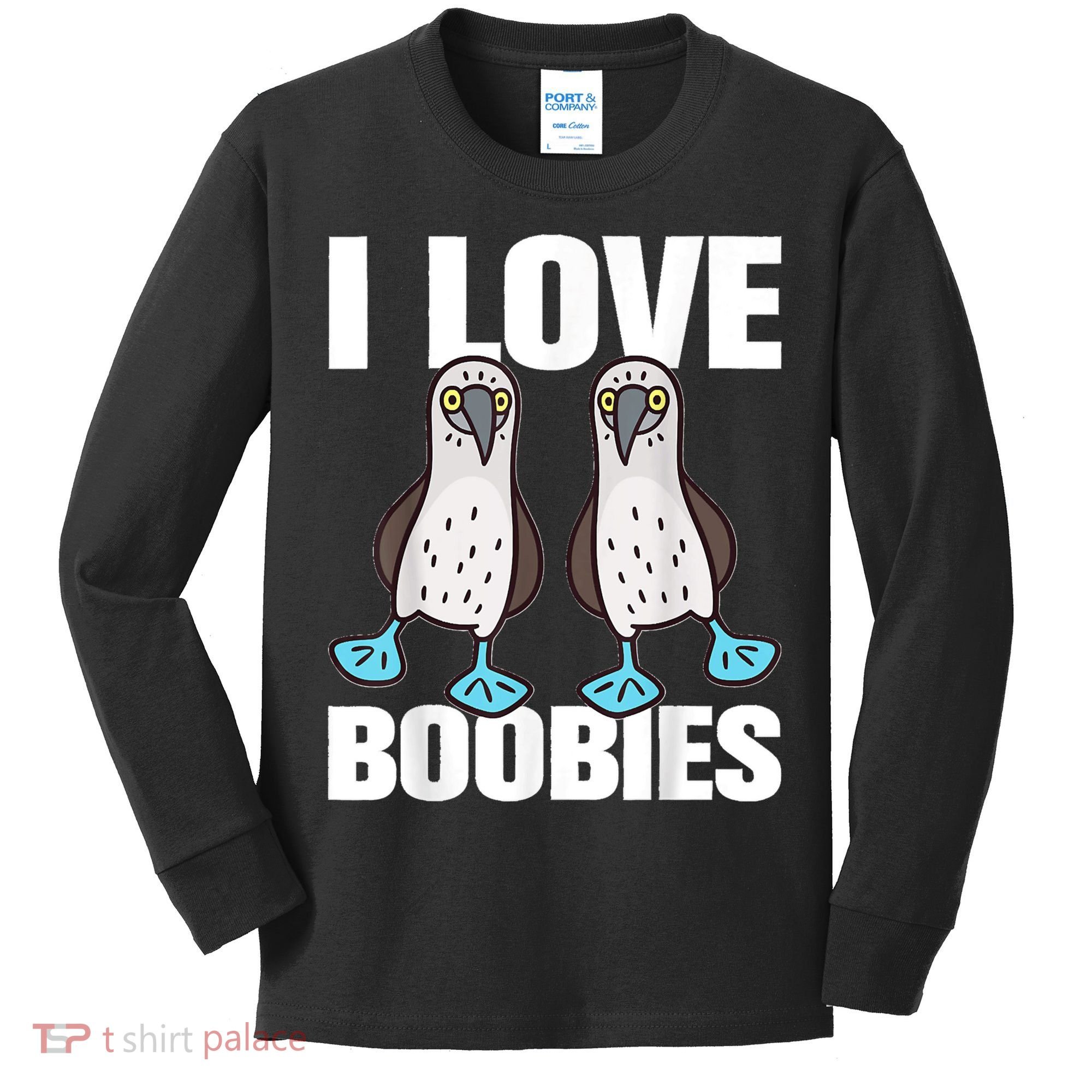 I Love Boobies Blue Footed Boobie Bird Kids Long Sleeve Shirt