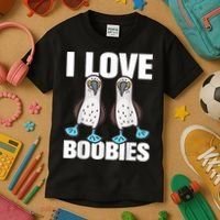 I Love Boobies Blue Footed Boobie Bird Kids T-Shirt thumb 3