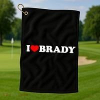 I Love Brady Funny Name Valentine's Day Golf Towel thumb 1