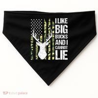 I Like Big Bucks and I Cannot Lie Deer Hunting USA Flag USA-Made Doggie Bandana thumb 0