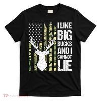 I Like Big Bucks and I Cannot Lie Deer Hunting USA Flag T-Shirt thumb 0
