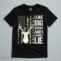 I Like Big Bucks and I Cannot Lie Deer Hunting USA Flag T-Shirt thumb 5