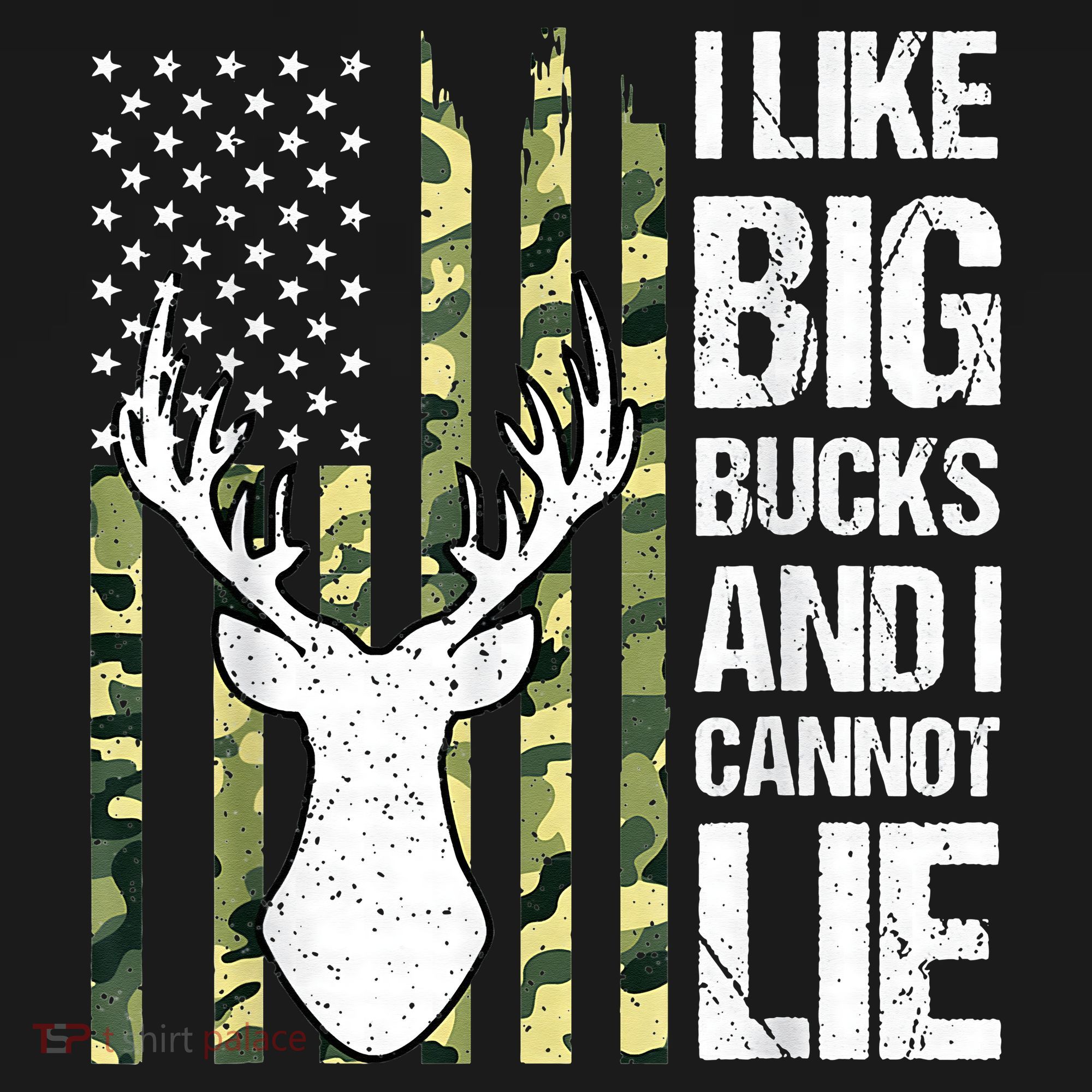 I Like Big Bucks and I Cannot Lie Deer Hunting USA Flag T-Shirt