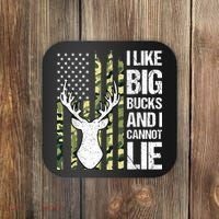 I Like Big Bucks and I Cannot Lie Deer Hunting USA Flag Coaster thumb 0