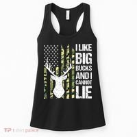I Like Big Bucks and I Cannot Lie Deer Hunting USA Flag Women's Tank Top thumb 0