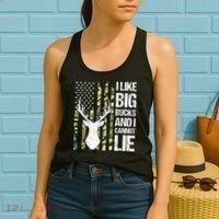 I Like Big Bucks and I Cannot Lie Deer Hunting USA Flag Women's Tank Top thumb 2