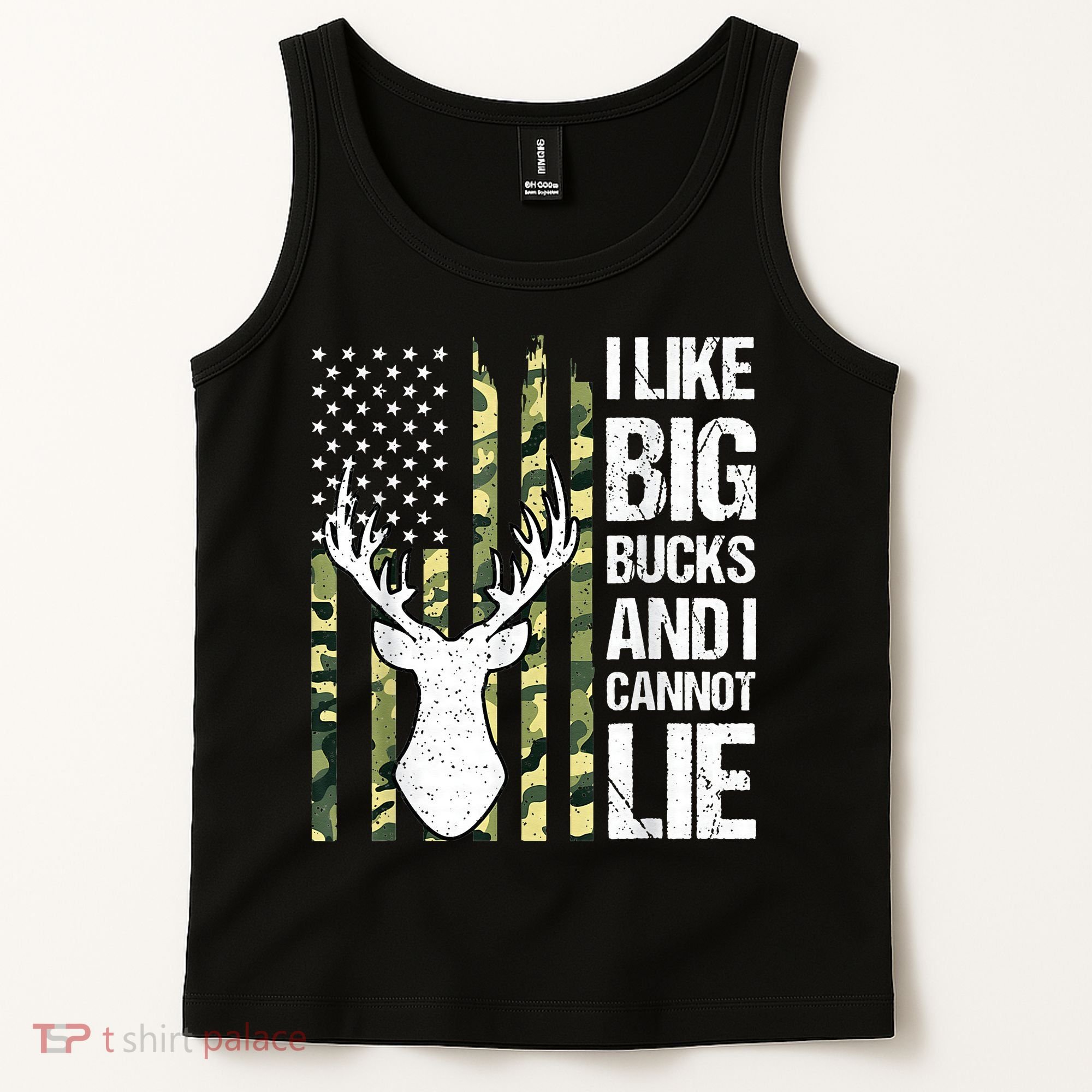 I Like Big Bucks and I Cannot Lie Deer Hunting USA Flag Tank Top