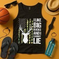 I Like Big Bucks and I Cannot Lie Deer Hunting USA Flag Tank Top thumb 4