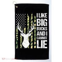 I Like Big Bucks and I Cannot Lie Deer Hunting USA Flag Golf Towel thumb 0