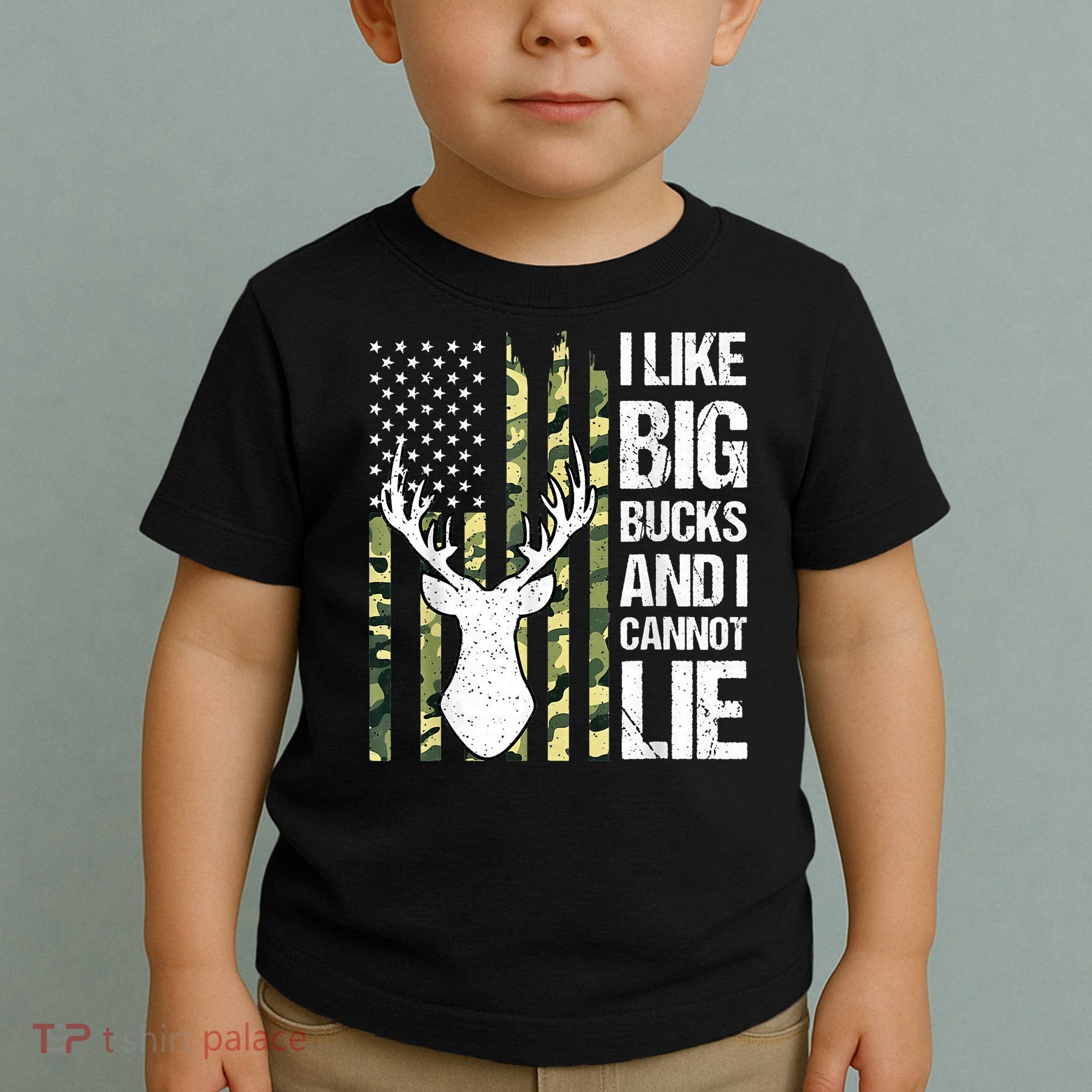 I Like Big Bucks and I Cannot Lie Deer Hunting USA Flag Toddler T-Shirt